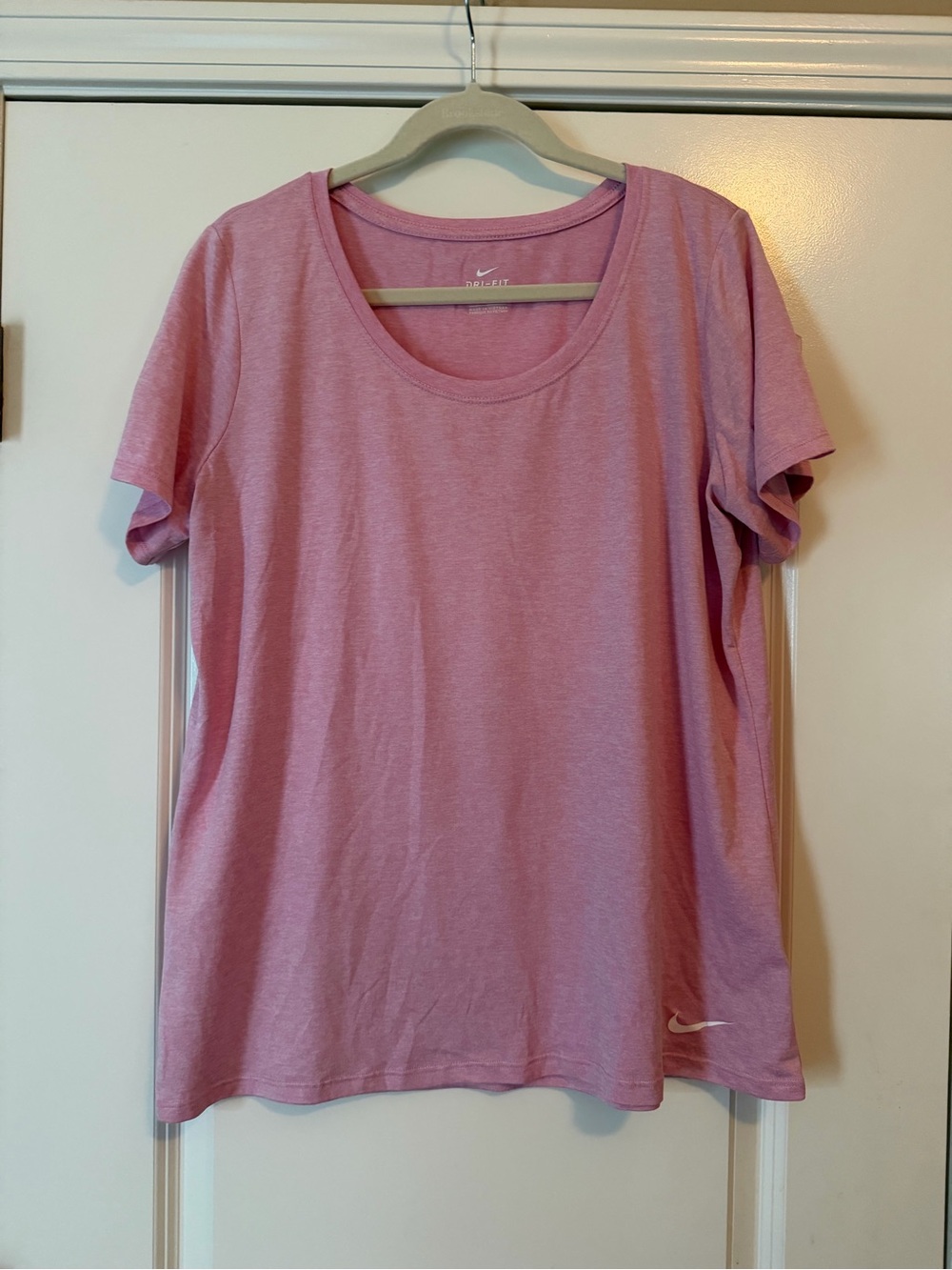 Nike Women's Pink Scoop-Neck Dri-Fit Short Sleeve Tee